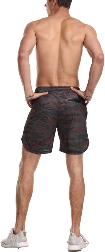 EVERWORTH Men's 2-in-1 Bodybuilding Workout Shorts Lightweight Gym Training Short Running Athletic Jogger with Zipper Pockets