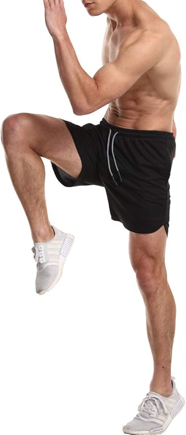 EVERWORTH Men's 2-in-1 Bodybuilding Workout Shorts Lightweight Gym Training Short Running Athletic Jogger with Zipper Pockets