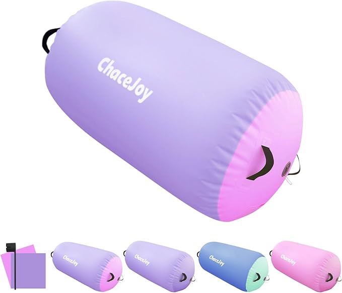 Gymnastics Air Barrel Inflatable Tumbling Roller for Cheerleading and Gymnastics Home Training Perfect for Back Handspring Practice Tumbling Drills Air Roller for Kids and Adults Includes Repair Kit