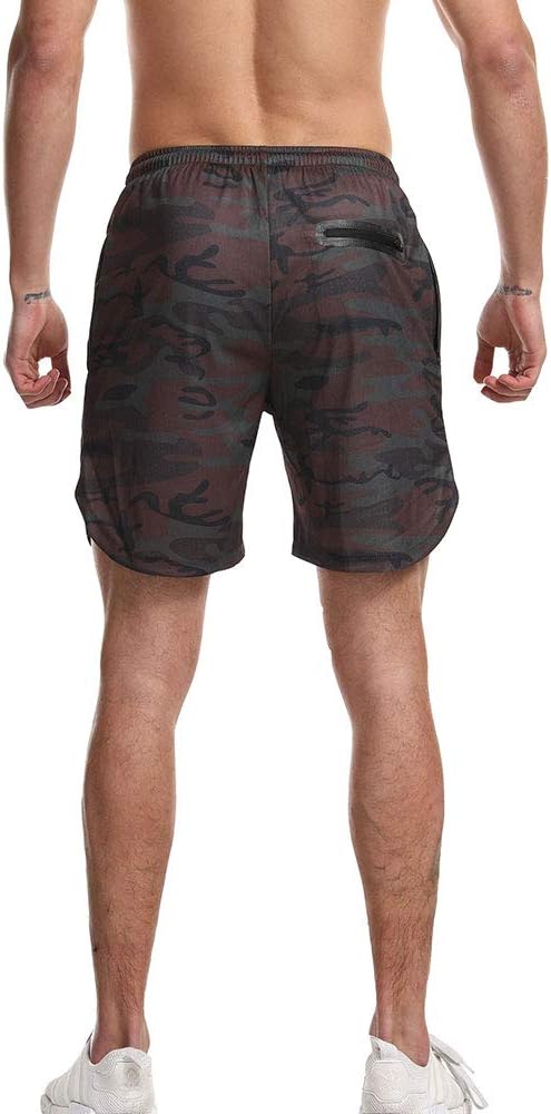 EVERWORTH Men's 2-in-1 Bodybuilding Workout Shorts Lightweight Gym Training Short Running Athletic Jogger with Zipper Pockets