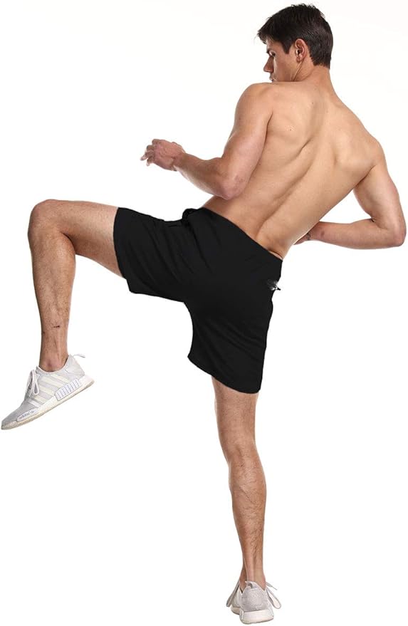 EVERWORTH Men's 2-in-1 Bodybuilding Workout Shorts Lightweight Gym Training Short Running Athletic Jogger with Zipper Pockets