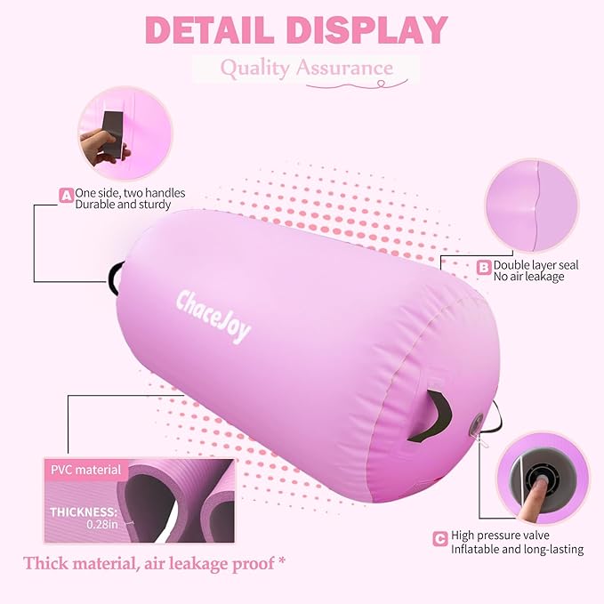 Gymnastics Air Barrel Inflatable Tumbling Roller for Cheerleading and Gymnastics Home Training Perfect for Back Handspring Practice Tumbling Drills Air Roller for Kids and Adults Includes Repair Kit