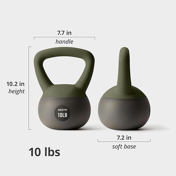 Soft Kettlebells with Cushioned Impact-Resistant Base and Anti-Slip