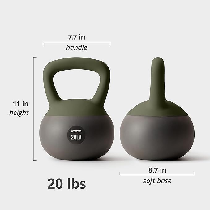 Soft Kettlebells with Cushioned Impact-Resistant Base and Anti-Slip