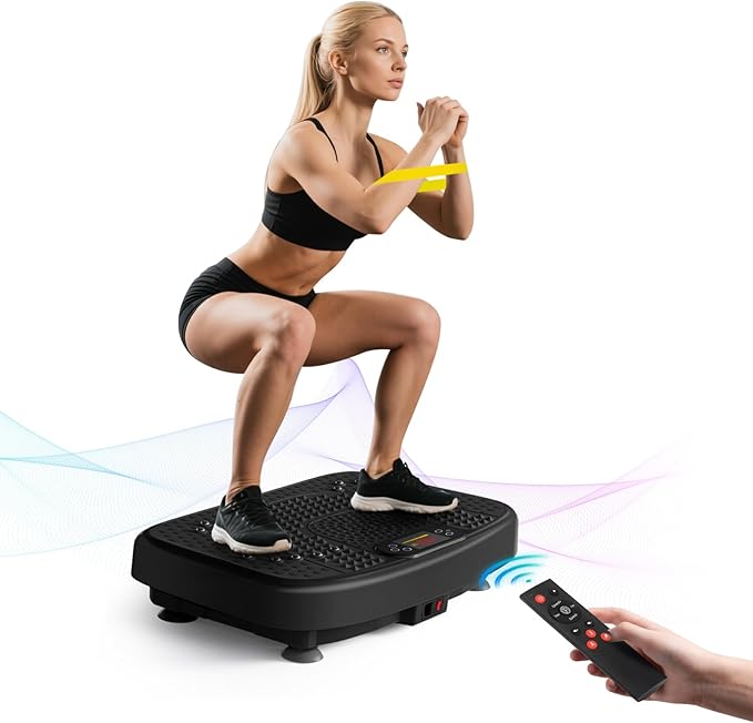 Vibration Plate Exercise Machine for Lymphatic Drainage,Softgym Power Vibrate Stand Shake Board 400 Lbs Capacity Whole Body Workout Waver with Fitness Resistance Bands Weight Loss Gifts for Women Men