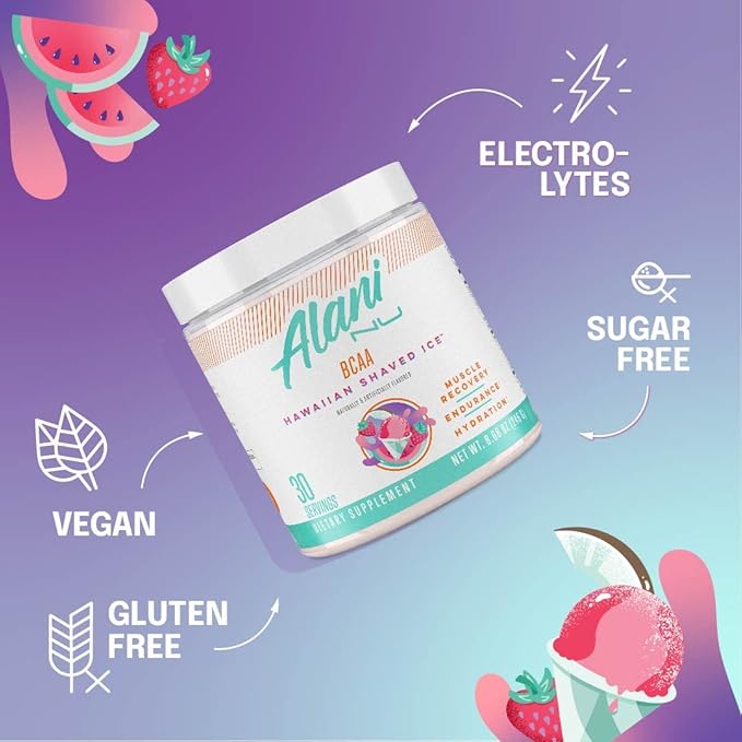 Alani Nu BCAA Hawaiian Shaved Ice | Branch Chain Essential Amino Acids | 2:1:1 Formula | Supplement Powder | Muscle Recovery Vitamins for Post-Workout | 30 Servings