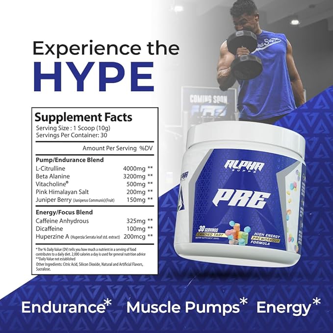 Pre, Pre-Workout Powder for Men & Women, Back to Basics Preworkout Formula for Fitness & Gym Training Athletes - Boost Energy, Focus & Performance (30 Servings, Peach Rings)