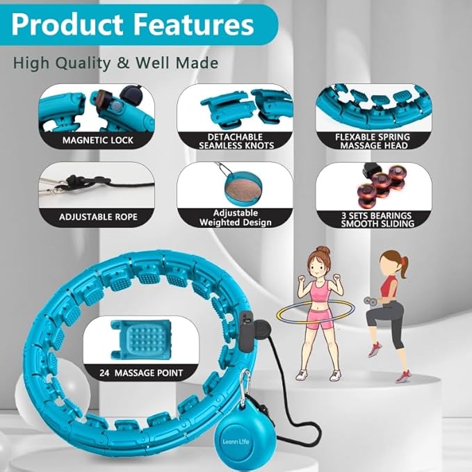 U1-28/30 Knots, Magnetic Lock Smart Weighted Hula Hoop
