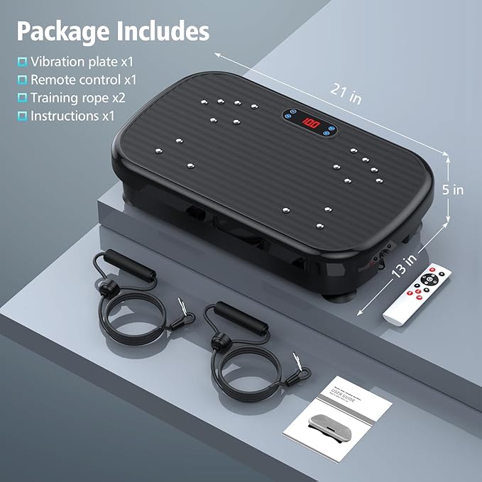 Vibration Plate Exercise Machine, Vibration Plate for Lymphatic Drainage 330 Lbs Capacity Whole Body Vibration Platform Machines Helps Weight Loss Shaping Toning Wellness