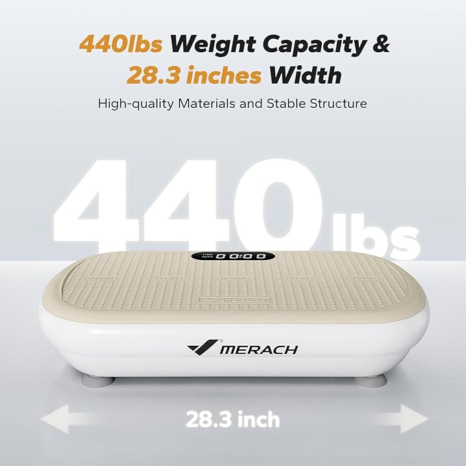 MERACH Vibration Plate Exercise Machine, Vibration Plate 440 Lbs Capacity, Bluetooth and Silicone Pedal, Stimulate Deep Fat, Vibration Plate for Lymphatic Drainage, Vibrating for Weight Loss