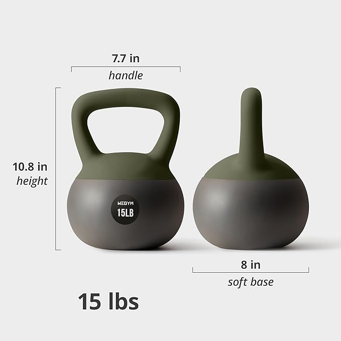 Soft Kettlebells with Cushioned Impact-Resistant Base and Anti-Slip