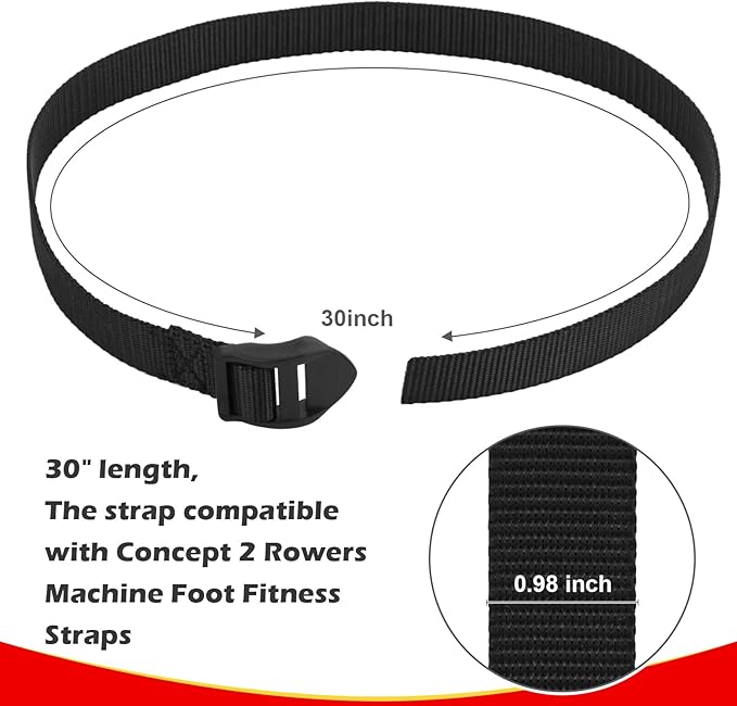 Rowing Machine Feet Straps for Concept 2 Rower - Foot Strap Replacement, Compatible with Models D & E - 2 Pack