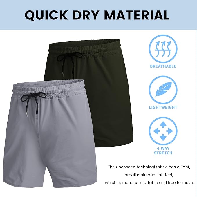 COOFANDY Men's 2 Pack Gym Workout Shorts 7 Inch Quick Dry Athletic Shorts Lightweight Running Shorts with Pockets