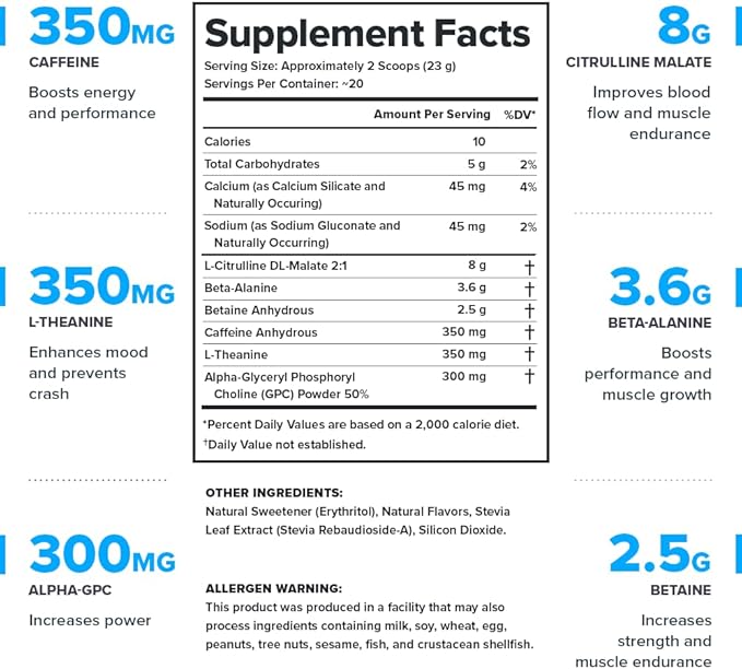 LEGION- All Natural Nitric Oxide Preworkout Drink to Boost Energy, Creatine Free, Naturally Sweetened, Beta Alanine, Citrulline, Alpha GPC (Lemon Lime)