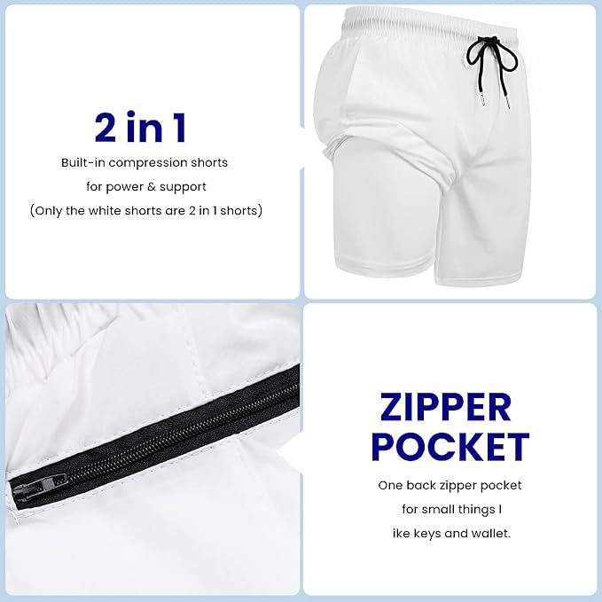 COOFANDY Men's 2 Pack Gym Workout Shorts 7 Inch Quick Dry Athletic Shorts Lightweight Running Shorts with Pockets