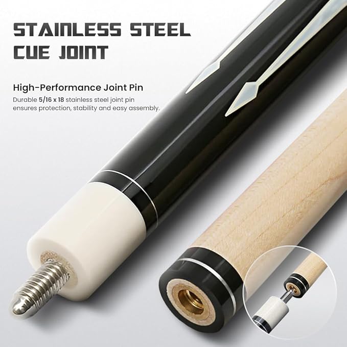 Big Cat Timeless Legacy Pool Cue Stick - 12.5mm Professional 58†Length, 20oz, Black