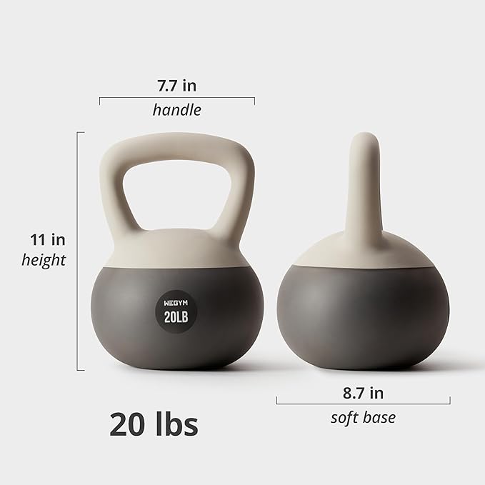 Soft Kettlebells with Cushioned Impact-Resistant Base and Anti-Slip