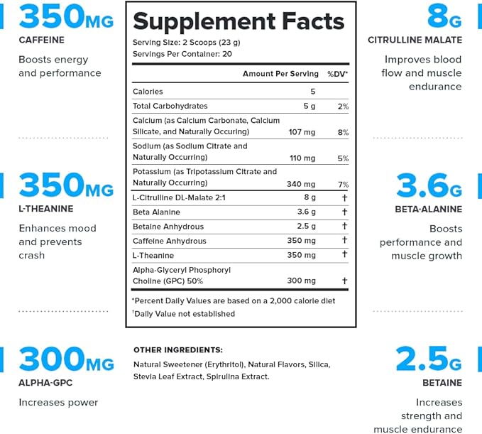 LEGION Pulse Pre Workout - All Natural Nitric Oxide Preworkout Drink to Boost Energy, Creatine Free, Naturally Sweetened, Beta Alanine, Citrulline, Alpha GPC (Blue Raspberry)