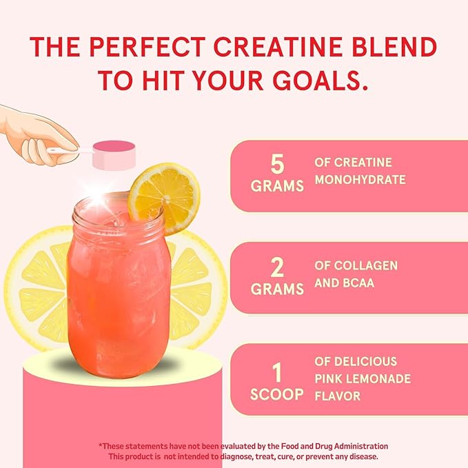 Creatine Monohydrate Powder, Glute Builder Creatine for Women with Collagen, BCAAs, 5g Vegan Micronized Creatine per Serving, for Energy, Muscle Support, 30 SVG, Unflavored