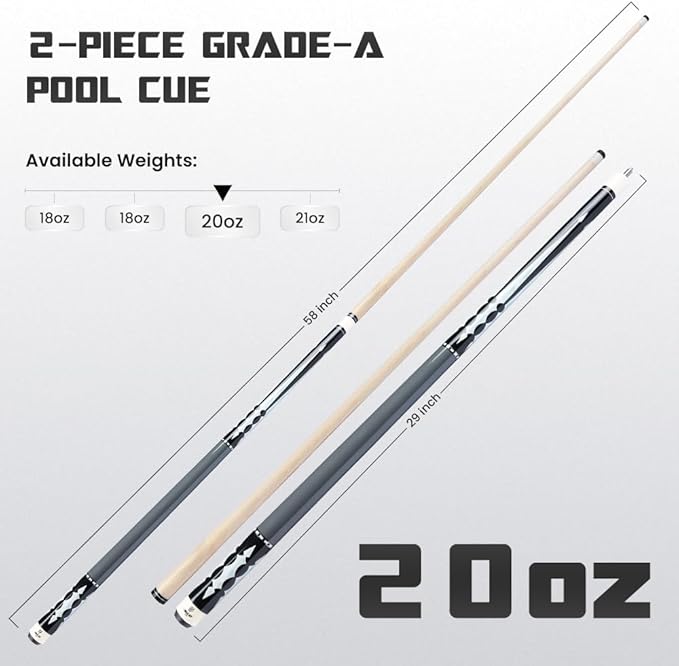 Big Cat Timeless Legacy Pool Cue Stick - 12.5mm Professional 58†Length, 20oz, Black