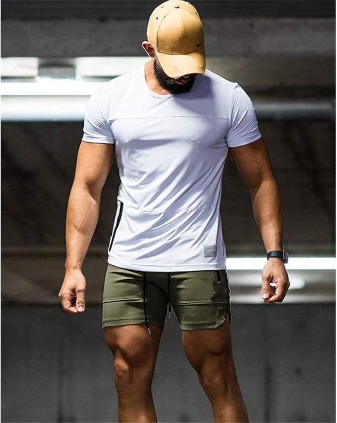 COOFANDY Men's Gym Workout Shorts Athletic Training Shorts Fitted Weightlifting Bodybuilding Shorts with Zipper Pockets