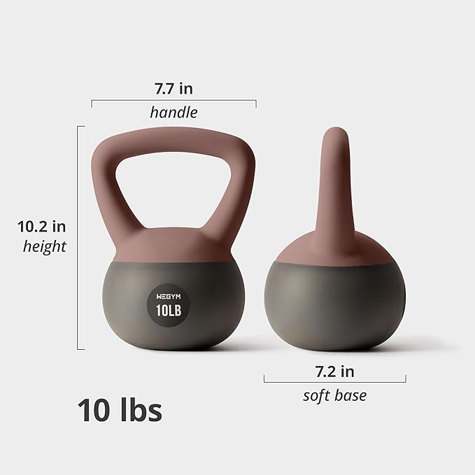 Soft Kettlebells with Cushioned Impact-Resistant Base and Anti-Slip