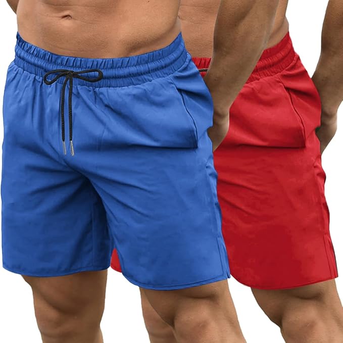COOFANDY Men's 2 Pack Gym Workout Shorts 7 Inch Quick Dry Athletic Shorts Lightweight Running Shorts with Pockets