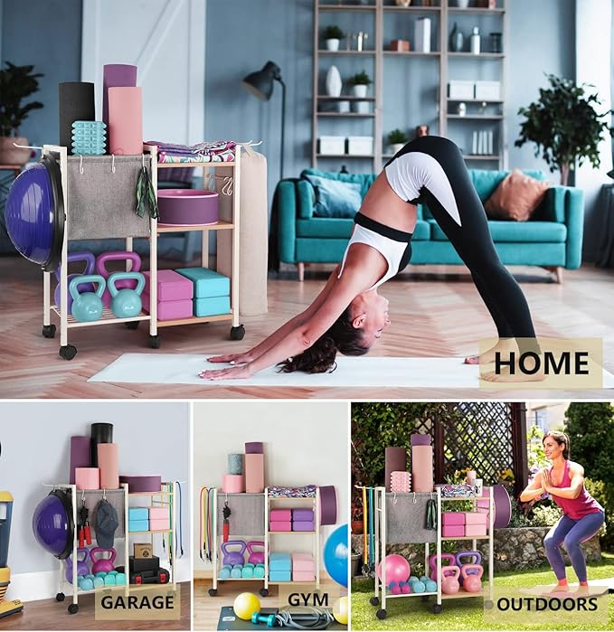 Yoga Mat Storage Rack Home Gym Equipment Workout