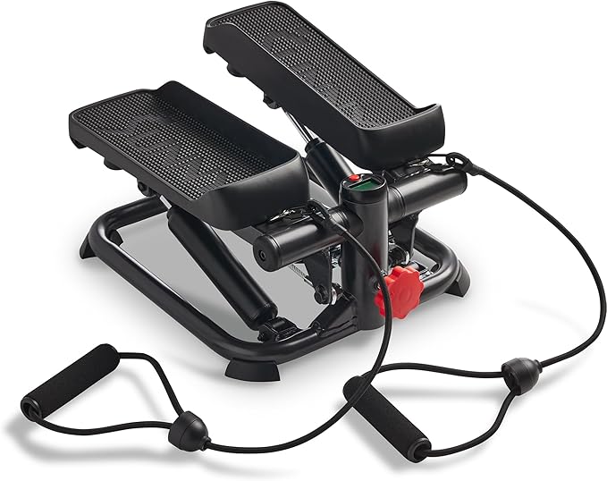 Sunny Health & Fitness Mini Steppers for Exercise at Home, Stair Step Workout Machine, Full Body Cardio Equipment, with Optional Free SunnyFit App Connection and Resistance Band