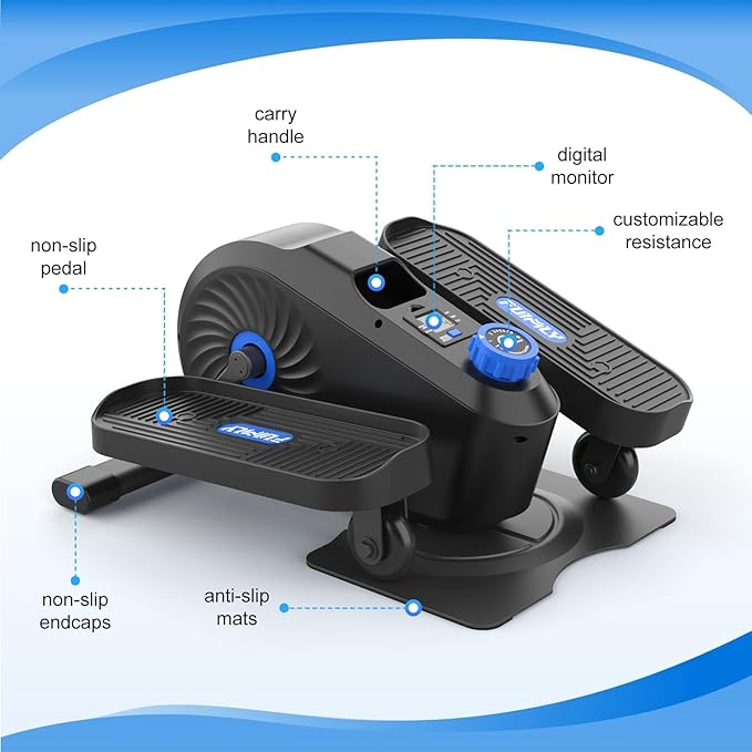 FUNMILY Under Desk Elliptical, Under Desk Bike Pedal Exerciser, Fully Assembled Leg Exerciser 2 in 1 Seated Standing Elliptical, Ultra-Quiet Mini Elliptical Machines for Home Office Use