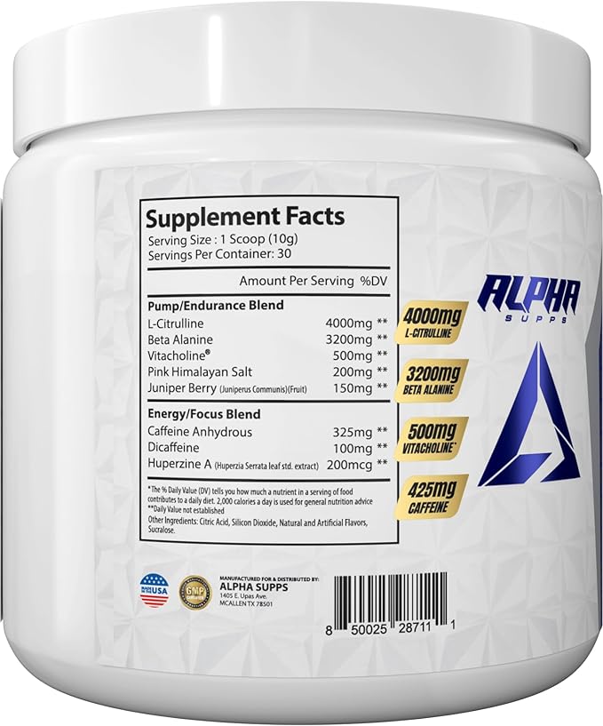 Pre, Pre-Workout Powder for Men & Women, Back to Basics Preworkout Formula for Fitness & Gym Training Athletes - Boost Energy, Focus & Performance (30 Servings, Blueberry Lemonade)