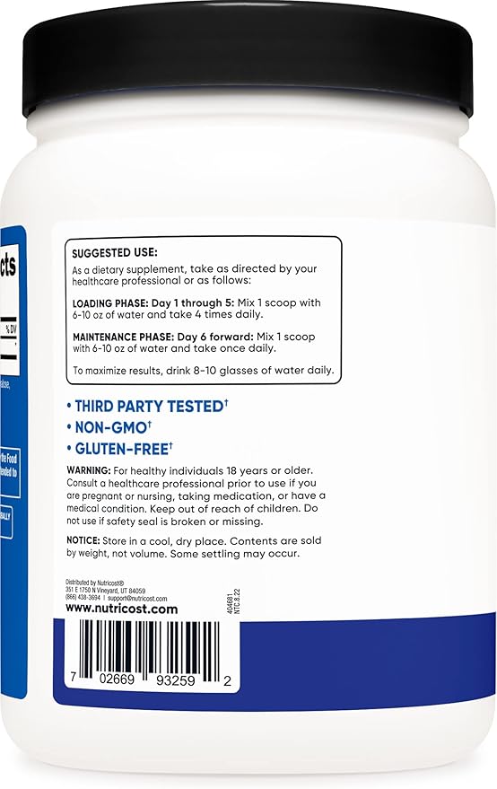 Nutricost Creatine Monohydrate Powder (Blue Raspberry) 500 Grams (1.1 LBS)