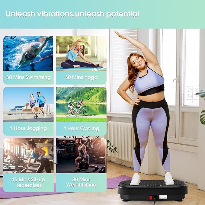 Vibration Plate Exercise Machine for Lymphatic Drainage,Softgym Power Vibrate Stand Shake Board 400 Lbs Capacity Whole Body Workout Waver with Fitness Resistance Bands Weight Loss Gifts for Women Men