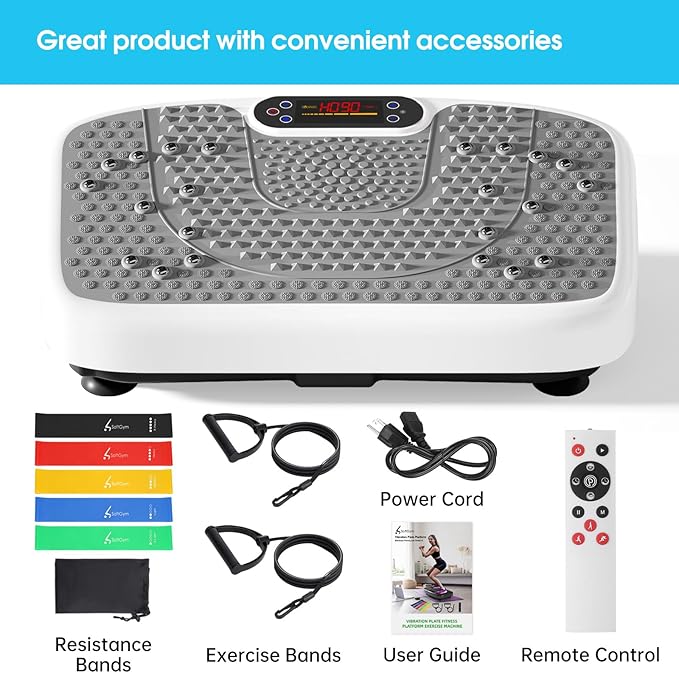 Vibration Plate Exercise Machine for Lymphatic Drainage,Softgym Power Vibrate Stand Shake Board 400 Lbs Capacity Whole Body Workout Waver with Fitness Resistance Bands Weight Loss Gifts for Women Men