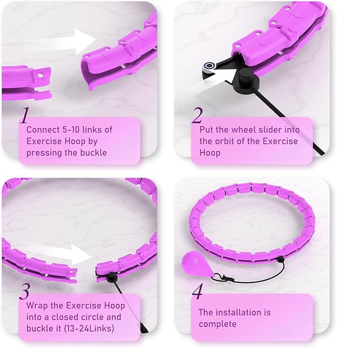 Weighted Hula Circle Hoops for Adults Weight Loss 47 Inch, 24 Detachable