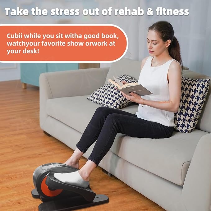 ESL Under Desk Elliptical - Portable Leg Exerciser for Seniors, Compact Seated Elliptical with Remote Control, LCD Display Electric Elliptical Trainers