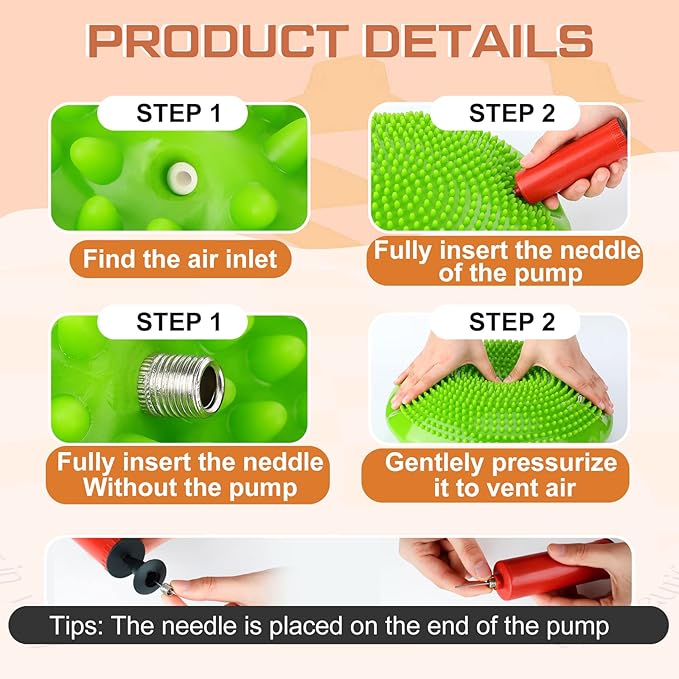 Amylove 6 Pcs Inflated Wobble Cushion Pump Wiggle Seat for Sensory Kids Flexible Seating Exercise Balance Disc Sensory Chair for Office School Home Equipment, Pump Included