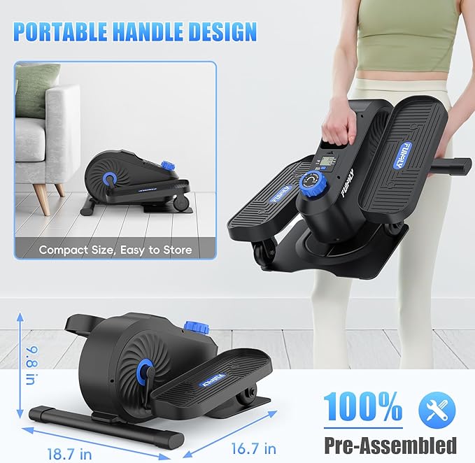 FUNMILY Under Desk Elliptical, Under Desk Bike Pedal Exerciser, Fully Assembled Leg Exerciser 2 in 1 Seated Standing Elliptical, Ultra-Quiet Mini Elliptical Machines for Home Office Use