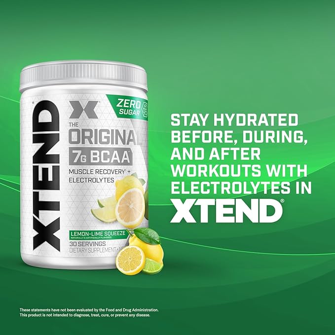 XTEND Original BCAA Powder 7g BCAA and 2.5g L-Glutamine, Sugar Free Post Workout Muscle Recovery Drink with Amino Acids for Men & Women, 30 Servings