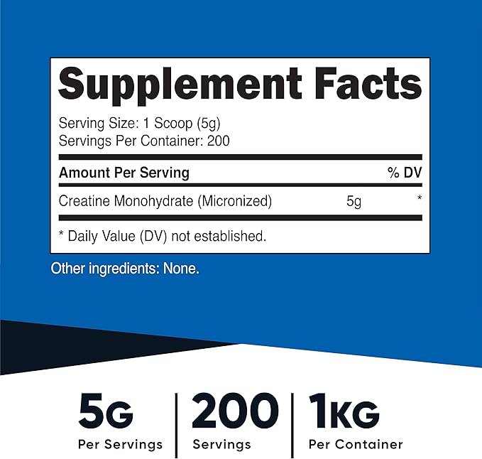 Nutricost Creatine Monohydrate Micronized Powder (1 KG) -