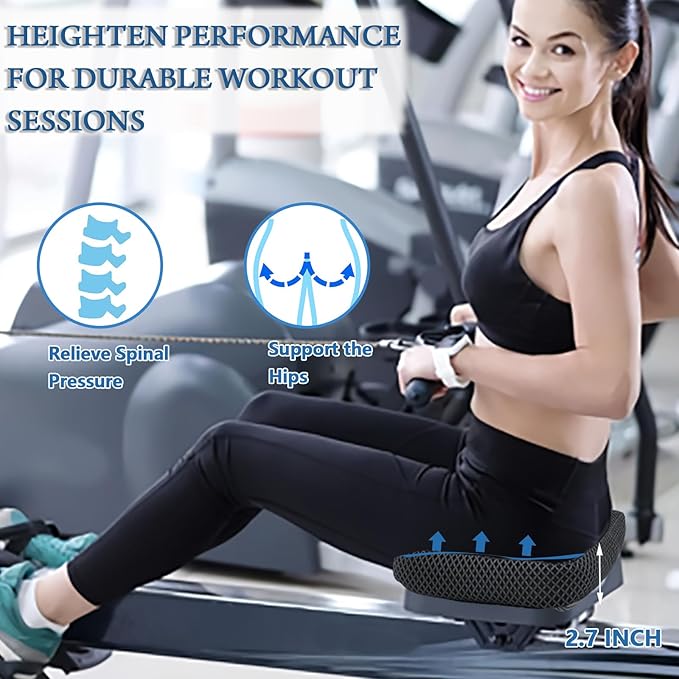 REEZEIVI Rowing Machine Seat Cushion for The Concept 2 Rowing Machine,Breathable 4D Air Mesh Seat Pad, Washable and Breathable Cover and Straps, Non-Slip Design,Recumbent Stationary Bike, Watter Rower