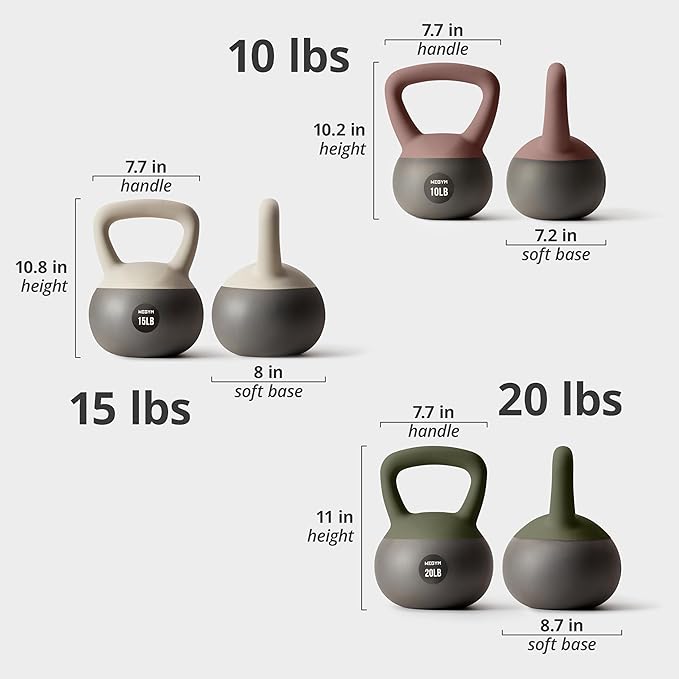 Soft Kettlebells with Cushioned Impact-Resistant Base and Anti-Slip