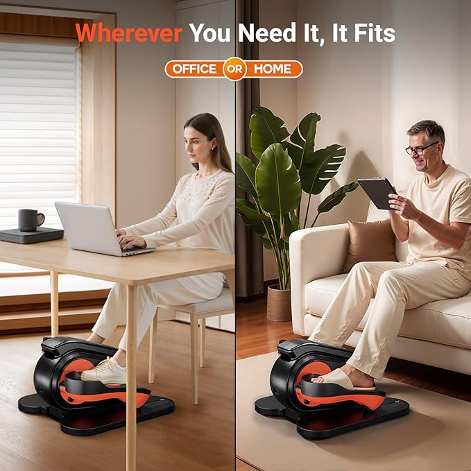 GORISE Under Desk Elliptical Machine, Portable Ellipse Leg Exerciser as Seen on Tv for Seniors, Fully Assembled Seated Pedal Exerciser with Remote, Manual & Auto Mode for Home Office