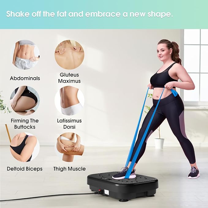 Vibration Plate Exercise Machine for Lymphatic Drainage,Softgym Power Vibrate Stand Shake Board 400 Lbs Capacity Whole Body Workout Waver with Fitness Resistance Bands Weight Loss Gifts for Women Men
