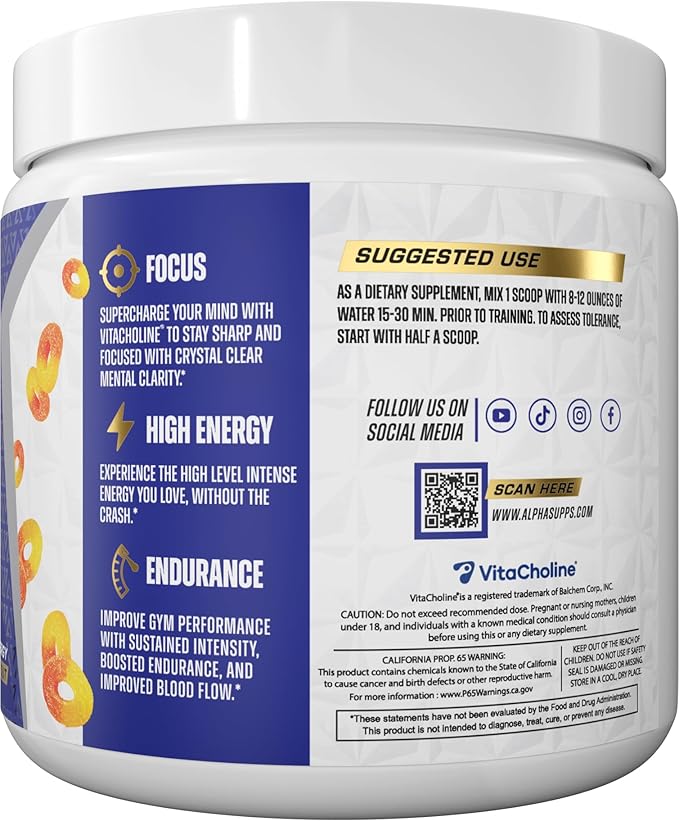 Pre, Pre-Workout Powder for Men & Women, Back to Basics Preworkout Formula for Fitness & Gym Training Athletes - Boost Energy, Focus & Performance (30 Servings, Peach Rings)