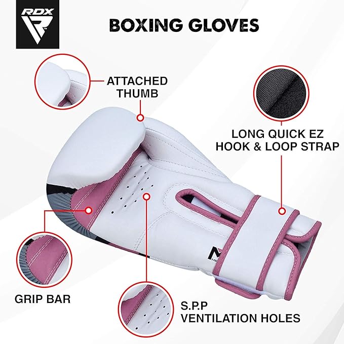 RDX Boxing Gloves EGO, Sparring Muay Thai Kickboxing MMA Heavy Training Mitts, Maya Hide Leather, Ventilated, Long Support, Punching Bag Workout Pads, Men Women Adult 8 10 12 14 16 oz
