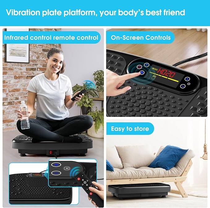 Vibration Plate Exercise Machine for Lymphatic Drainage,Softgym Power Vibrate Stand Shake Board 400 Lbs Capacity Whole Body Workout Waver with Fitness Resistance Bands Weight Loss Gifts for Women Men