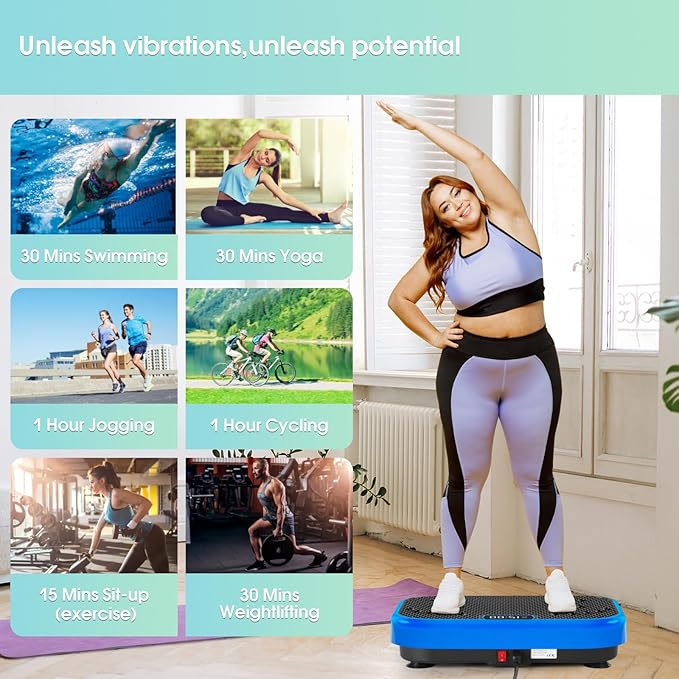 Vibration Plate Exercise Machine for Lymphatic Drainage,Softgym Power Vibrate Stand Shake Board 400 Lbs Capacity Whole Body Workout Waver with Fitness Resistance Bands Weight Loss Gifts for Women Men
