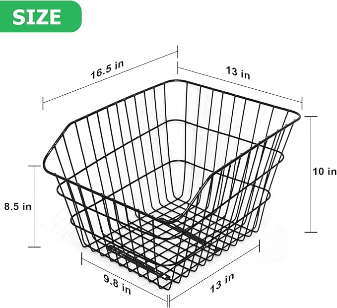 RAYMACE Rear Bike Basket with Waterproof Cover,Bicycle Cargo Rack Storage Basket Mount for Back Under Seat