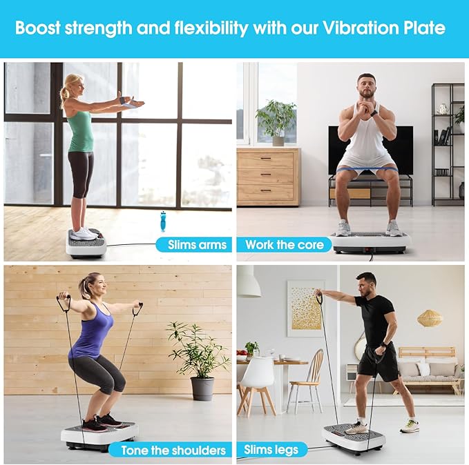 Vibration Plate Exercise Machine for Lymphatic Drainage,Softgym Power Vibrate Stand Shake Board 400 Lbs Capacity Whole Body Workout Waver with Fitness Resistance Bands Weight Loss Gifts for Women Men